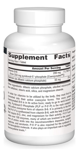 Source Naturals B-6 Coenzimado 333mg 60 Tabletas