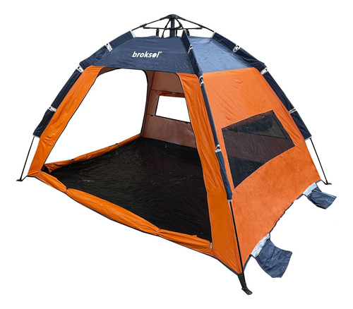 Carpa Playera Autoarmable Broksol 2 Personas 2 Entradas Color Naranja