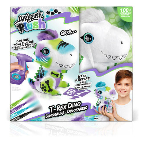 Peluche Trex Dinosaurio Airbrush P/pintar Aerógrafo Color Blanco Personalizable