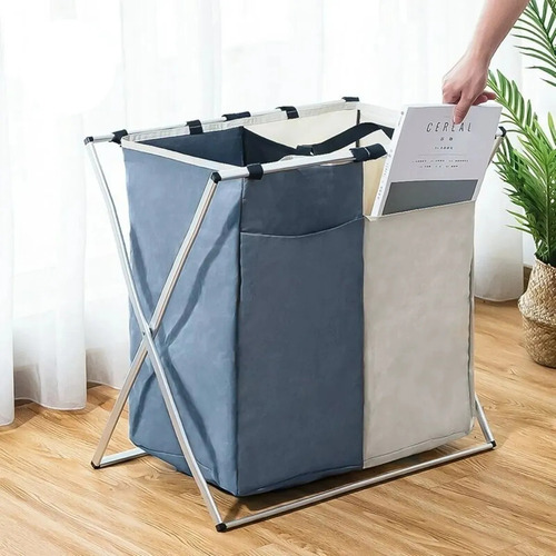 Cesta Canasto Plegable De Ropa Sucia 2 Separaciones Practico