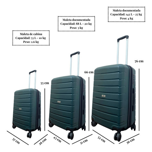 Juego De Maletas De Viaje Tio Travel Classic Ch + M + G