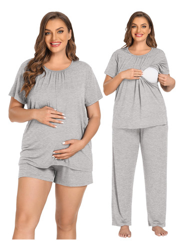 Swomog Conjunto De Pijama De Maternidad De 3 Piezas Para Muj