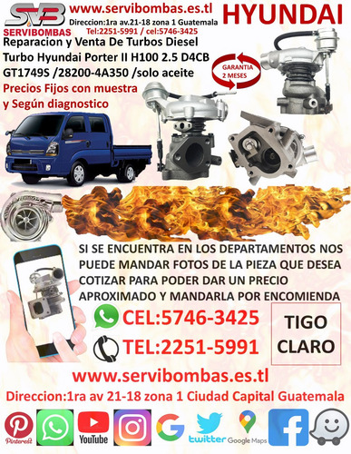 Venta De Turbos Hyundai H100 Porter Ii 2.5 D4cb Gt1749s