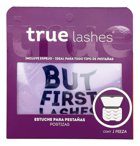 Case Estuche Para Pestañas Postizas Con Espejo True Lashes Color But First Lashes