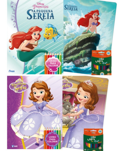 Kit Diversão  Livro - A Pequena Sereia/princesinha Sofia 