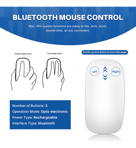 Computadora Recargable Silenciosa Magic Mouse Inalámbrica R9