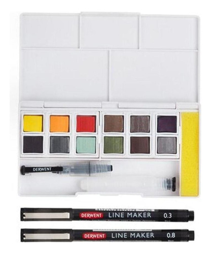 Estojo Aquarela Pastilha Line And Wash Set Derwent