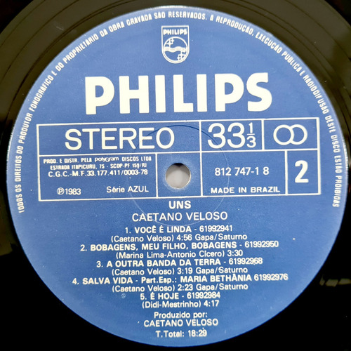Caetano Veloso - Uns (1983) Brasil - Vinilo / Lp (Usado)