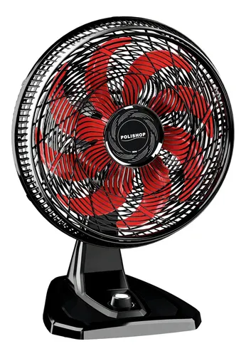 Ventilador Mesa Parede Polishop 8 Pás 40cm 180w Silencioso 3 Velocidades 50 Cm 60 Hz Preto 127v Vermelho