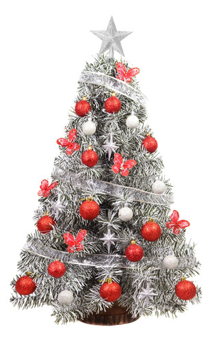 Árbol Navidad Xl Snow 1 Mt C/ Kit 30 Pzs Rojo Plata - Sheshu