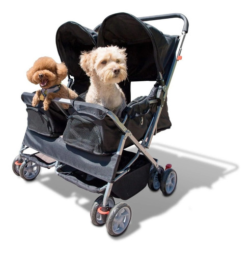 Carriola Doble Para Perros Y Gatos Rueda Giratoria 360°