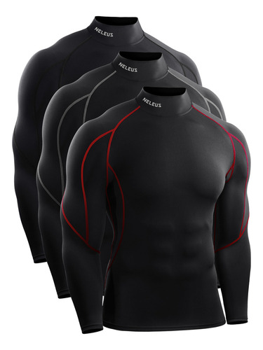 Pack De 3 Camisas Deportivas De Compresión Neleus Para Corre