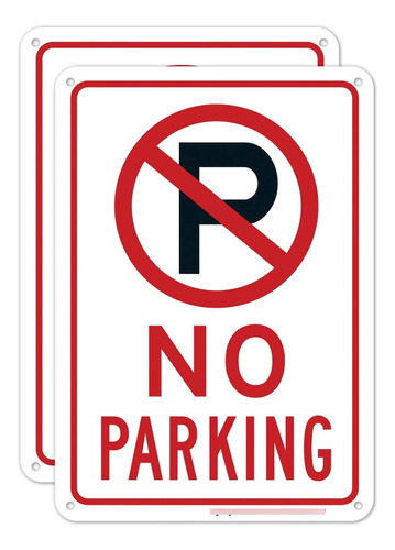 Letrero De No Parking Con Símbolo  (2 Unidades) | 10 X 7 Pu