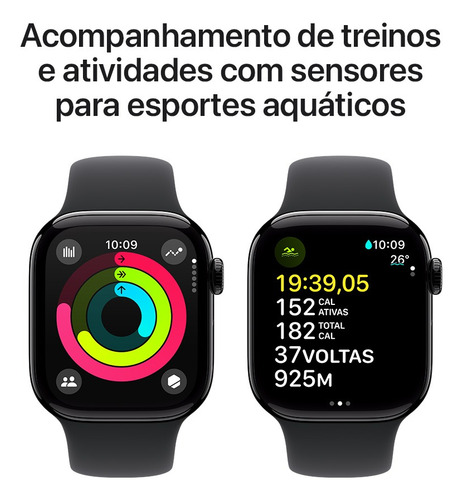 Apple Watch Series 10 Gpscaixa Preta Alumínio De 42mm Preto-azeviche Correa Esportiva Preto Preto