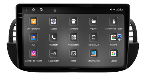 Multimídia Fiat 500 9p Android Adak Tpros 256gb + 360