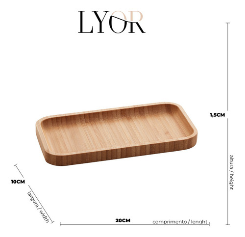 Bandeja De Bambu Hire Retangular Pequena 20x10x1,5cm Lyor