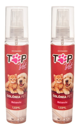 Kit 2 Colônia Para Cachorros Cães Gatos Pet 120 Ml Top Vet Fragrância Melancia