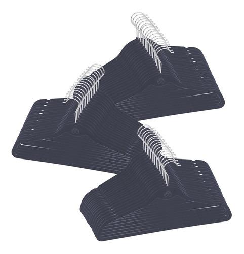 Imagem 6 de 8 de 50 Cabides Slim Finos Veludo Antideslizantes Pretos Begônia