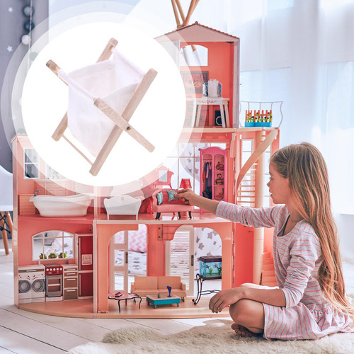 5 Cesta De Lavandería Para Casa De Muñecas Color Sólido