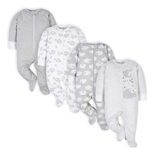 Gerber Baby Girls - Paquete De 4 Unidades Sleep N Play, 6-9.