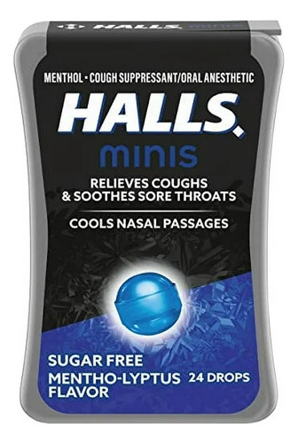 Halls Minis 24 Pastillas Menthol Sin Azucar Para La Tos