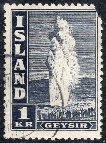 Islandia Sello Roto Usado Géiser X 1 K. Dentado 11½ Año 1945