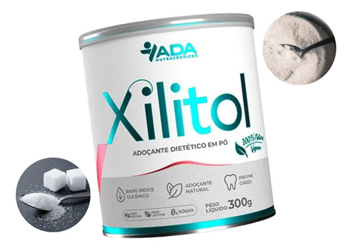 Pote Xilitol 300g 100% Puro Saudável Zero Açúcar Em Pó Diet