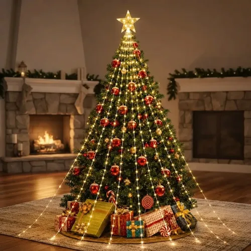 Pisca De Led Estrela Ponteira Árvore Corda Natal Jardim 2m
