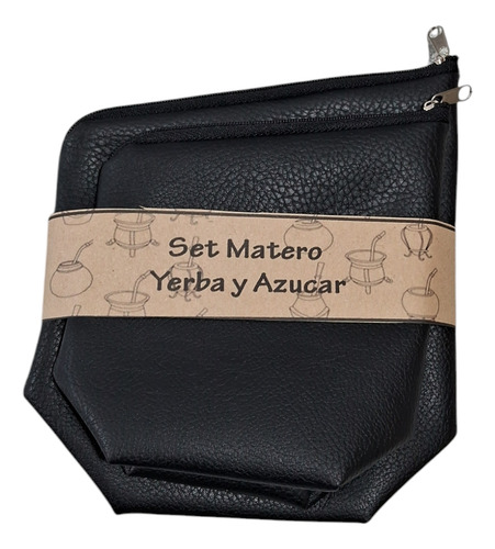 Estuches Yerbera Y Azucar Pack X Mayor 10 Juegos. Negro