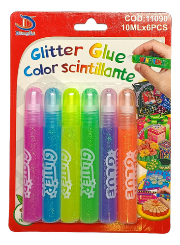 Pack 6 Glitter Glue - Pegamento Con Brillantina