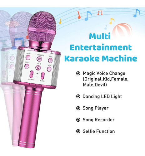 Micrófono De Karaoke Para Niños Con Luces Led, Micrófono De