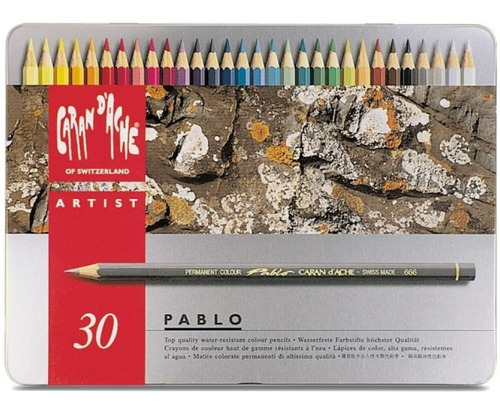 Caran D 'ache Set De 30 Colores Pablo, Mina Blanda