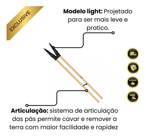 Cavadeira Articulada Light Com Cabo 180cm Eficiência-ramada