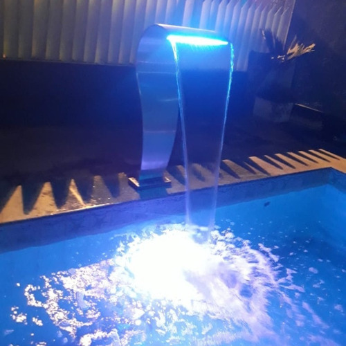 Cascata P/ Piscina Inox Naja 1mt C/ Led Rgb + Controladora