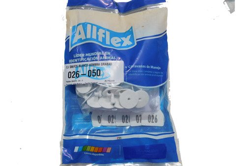 Caravanas Allflex Numeradas Tamaño Chico Para  Porcinos - Ovinos En Bolsa Con 25 U 