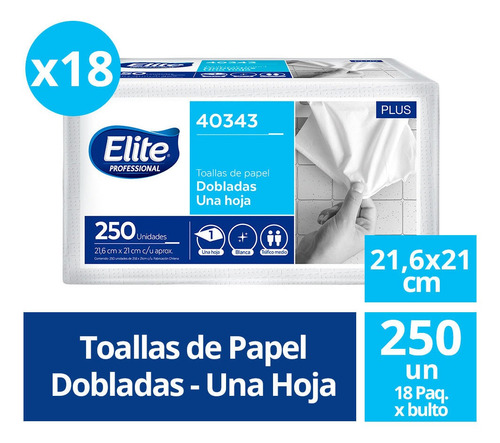 Imagen 1 de 6 de 18 Paquetes De Toalla Interfoliada Elite Professional 250 Un
