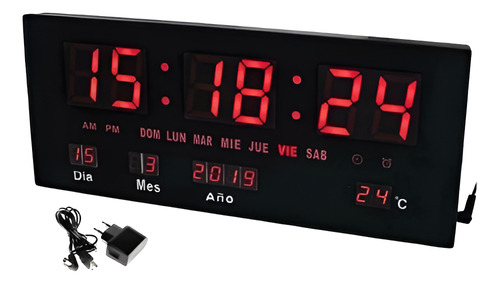 Reloj Mural Digital 45cm Led Con Termometro Alarma Melodía