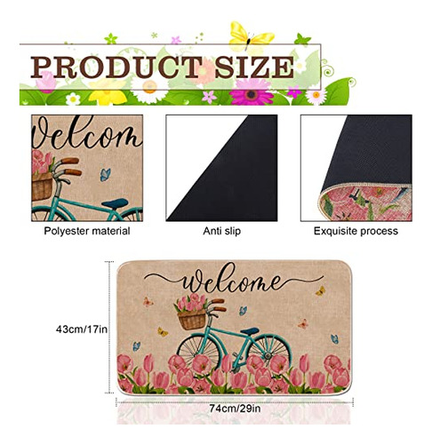 Felpudo De Bienvenida De Primavera Whaline Con Estampado De