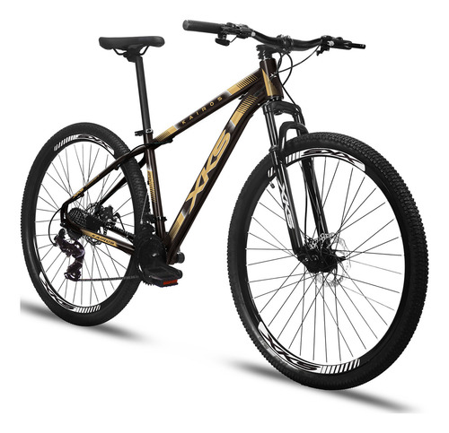 Bicicleta Aro 29 Kairos 24 Marchas Freios A Disco Cor Preto/dourado Tamanho Do Quadro 21