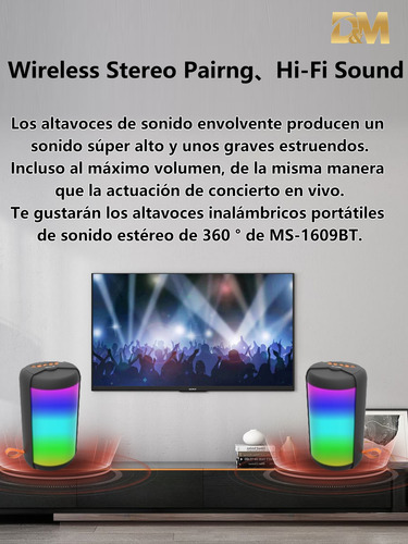 Ms2202 Bocina Portátil Bluetooth Inalambri, Usb, Aux, Sd, Fm