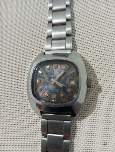 Reloj Pulsera Framont Automatico Funcionando - Antiguo . Plateado Plateado Azul (Usado)