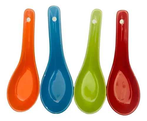 comprar Pack 12 Cucharas Cerámica Porcelana Color Ceviche Aperitivos