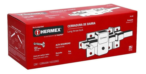 Imagen 2 de 4 de Cerrojo Pasador Cerradura Para Puerta Derecha Hermex