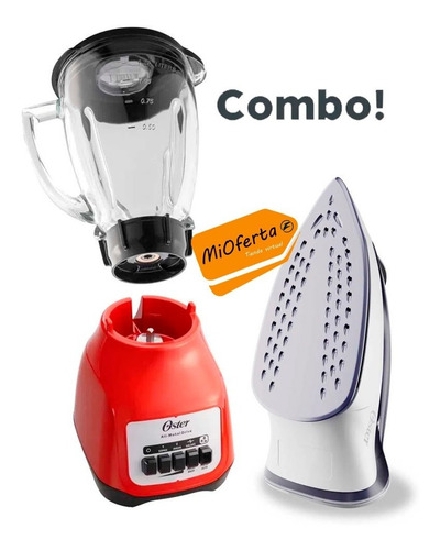 Combo Oster Licuadora Blstkagrpb + Plancha Gcstbs3802