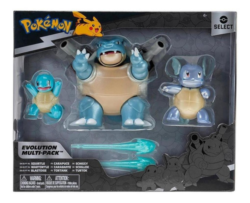 Pokemon - 3 Figuras - Squirtle, Wartortle E Blastoise 3289