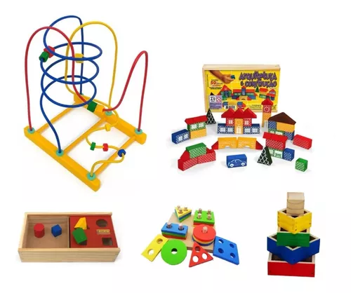 Conjunto 5 Brinquedos Jogos Educativos Pedagógico Divertido