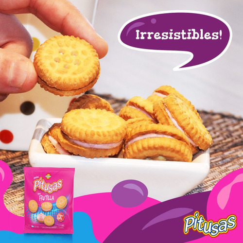 Caja Galletitas Pitusas Sabor Frutilla Mini Galletas Rellena