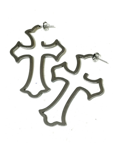 Par De Aros Cruz Maciza En Acero Plano. Mariann Moon