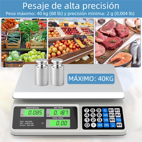 Bascula Digital 40 Kg Comercial Pantalla Lcd Función Tara AIYINSMART HG011