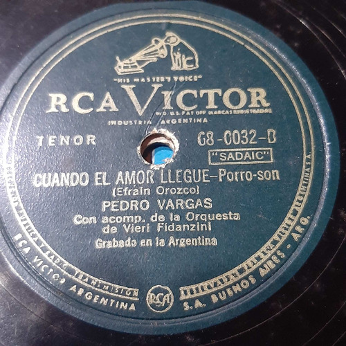 Pasta Pedro Vargas Vieri Fidanzini Rca Victor C255